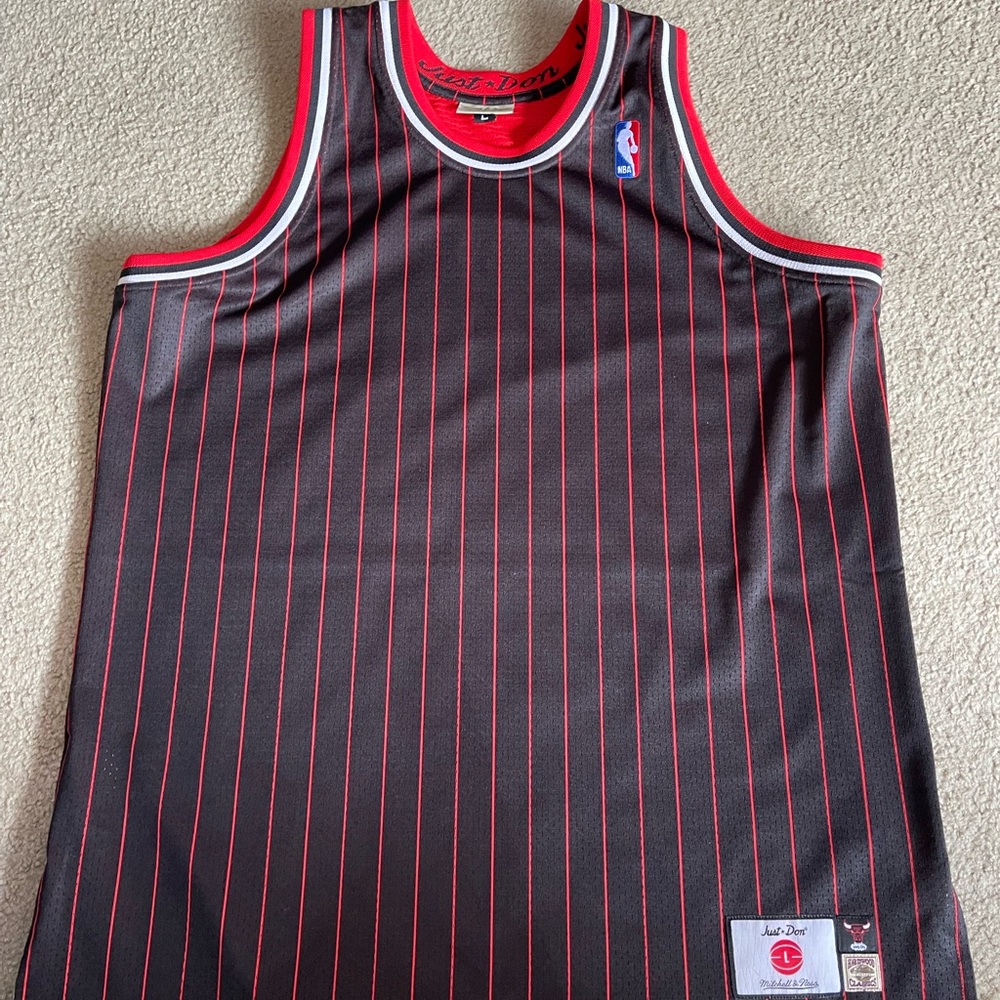 Just Don x Mitchell & Ness Black Jersey with Red Pinstripes